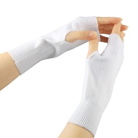 Larcele Cashmere Gloves, Fingerless Hand Warmers for Women BZST-02 - White
