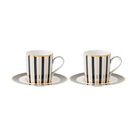 Maxwell & Williams Teas & C's Regency Demi Cup & Saucer 100ML Set of 2 Black Gift Boxed