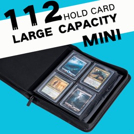 KUOOKING Toploader Binder, Holds 112+ Toploaders, 4 Pocket Top Loader Card Storage Case, Double-Sided Pockets for trading card in 3 x 4'' Toploaders（Blue）
