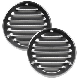 Vent Systems 4" Inch Aluminum Soffit Vent Cover - Pack of 2 - Round Air Vent Louver - Grill Cover - Built-in Insect Screen - HVAC Vents for Bathroom, Home Office, Kitchen