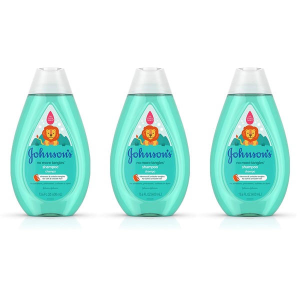 Johnson's No More Tangles Detangling Shampoo for Toddlers and Kids, Gentle No More Tears Formula, Hypoallergenic and Free of Parabens, Phthalates, Sulfates and Dyes, 13.6 fl. oz (Pack of 3)