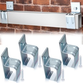 Tandefio 4 Pcs Box Rail Hanger Bracket with Bolts Heavy Duty Exterior Barn Door Hardware Single Wall Mount Rail Bracket Galvanized Steel Slide Track Trolley Use