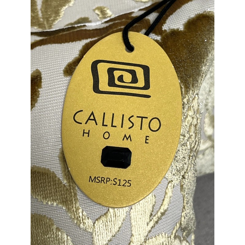 Callisto Home Collection Decor Lumbar Pillow Embroidered Shiny GOLD Floral