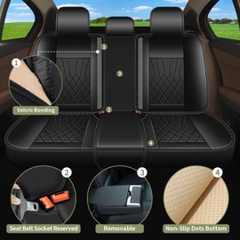 IKABEVEM Full Set Seat Covers for Subaru Crosstrek 2016-2024 2025: Breathable Perforated Leather Seat Cover - for Subaru Crosstrek Accessories -Airbag Compatibility (5 Seats,Black)