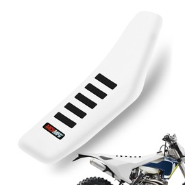 MCHMFG Motorcycle Universal Seat Cover Non-Slip Rubber Striped Gripper Soft Stamp for CRF WR WRF RMZ YZF SXF EXC EXC XC SX CR KLX Dirt Pit Bike Motocross Off Road Motorbike (White)