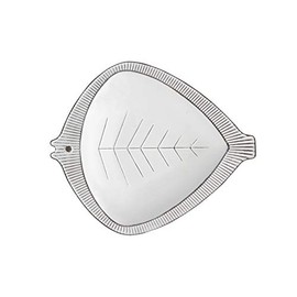Creative Co-op Small Decorative White Embossed Metal Shaped (Hangs or Sits) Fish Tray, 13 Inch