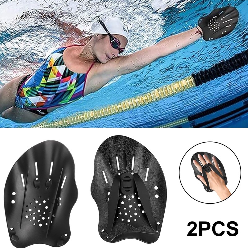 Pamtns 1 Pair Hand Paddles Swimming Unisex Adult Swimming Training