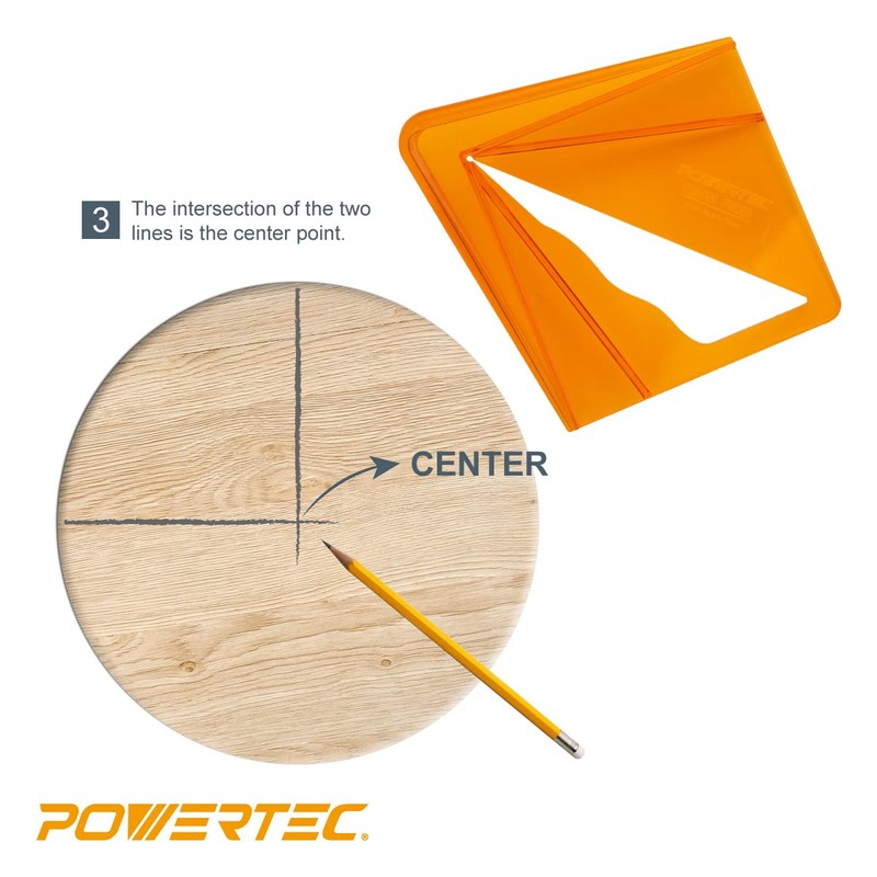 POWERTEC Plastic Center Finder Tool for 8 inch Square, Round,