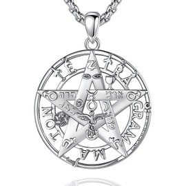 CELESTIA Pentagram Necklace Tetragrammaton Pentacle Pendant Protection Necklaces 925 Silver Jewellery Talisman Pagan Wiccan Witchy Gifts for Women and Men