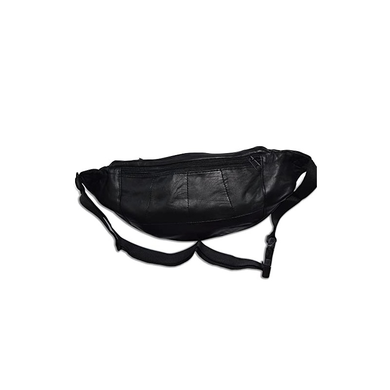 Bum Bag / Waist Bag Genuine Leather (Black), black, Neck