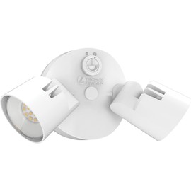 Lithonia Lighting HomeGuard 2-Light LED Outdoor Flood Lights, Outdoor LED Lights, Dusk to Dawn Sensor, Adjustable Lumens, 4000K Cool White, Round Heads, White (HGX LED 2RH ALO 40K 120 PE WH M2)