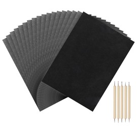 PATIKIL Carbon Paper Set, 25 Sheet A4 Graphite Transfer Tracing Copy Paper with Embossing Stylus for Drawing Writing on Wooden Canvas 9.1" x 13" Black