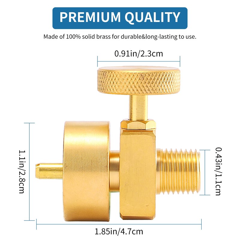 1LB Brass Propane Needle Control Valve, Disposable Adjustable Pressure Propane