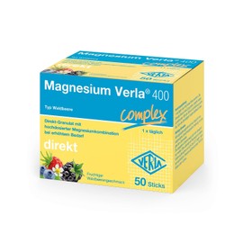 Magnesium Verla 400 Direct Wild Berry - High Dose Magnesium Citrate & Magnesium Oxide as Practical Direct Sticks, with Increased Magnesium Requirement, 400 mg per Stick, Taking Only Once Daily, Pack of 50