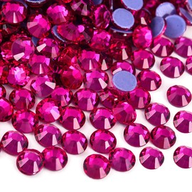 Blinginbox Hotfix Rhinestones, 1440 Pcs Crystal Hotfix Rhinestone Glass Rhinestones Round Crystal Gems Glass Stones for Clothes Shoes DIY Crafts Supplies(Rose B-SS16)
