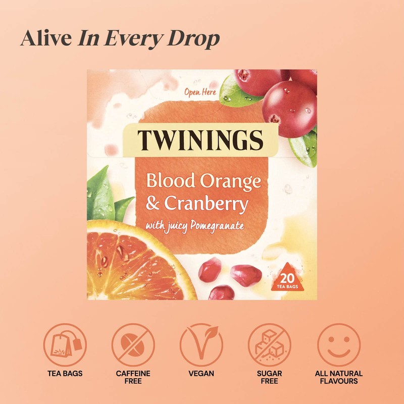 Twinings Blood Orange, Cranberry & Pomegranate Fruit Tea, 80 Tea