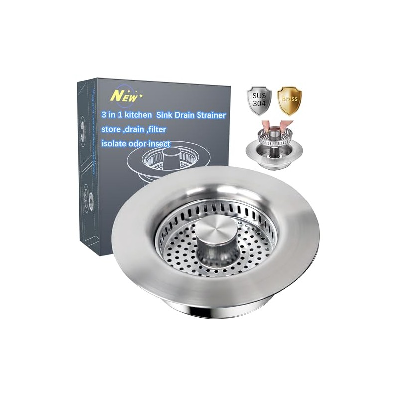 Sink Drain Strainer - Sink Stopper for Kitchen Drain,3 in