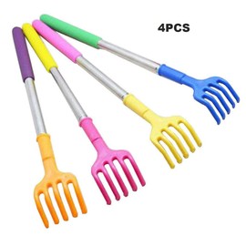 Qaoquda (4- Pack) Portable Extendable Telescopic Plastic Back Scratchers/Hand Massager/Backslap with Rubber Handles