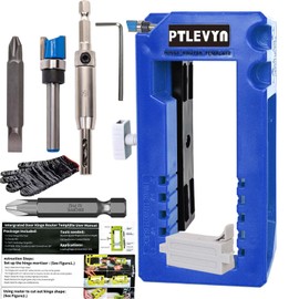 PTLEVYN Door Hinge Mounting Template Kit (Blue) for 3-5" Hinges 90° Positioning Fits 1/4" and 5/8" door thicknesses Mortise opener included Clips Quick and precise installation of woodworking tools