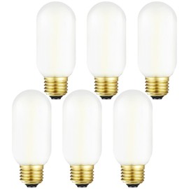 Leools T14 LED Bulb,6W E26 LED Bulb Dimmable Equivalent E26 Bulb 60 Watt,Soft White 3000K E26 Edison Bulb,Frosted Glass AC120V,600lm,CRI90,Tubular Light Bulb,Pack of 6