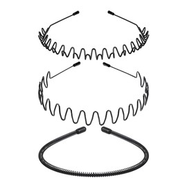 JERLITU Metal Headbands for Men and Women, Unisex Wavy Hair Bands, Adjustable Fashion Headband, Simple Non-Slip Sports Head Bands for Daily Use Spring Summer Outdoor & Gifts