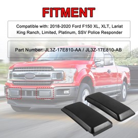 2Pcs F150 Front Bumper Guards Pads Cover Insert Cap Compatible with Ford F-150 2018 2019 2020 Replace# JL3Z17E810AB for Front Left Driver & Right Passenger Side (Matte Black)
