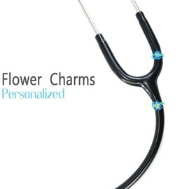 ESWEUOOM Cute Decorative Flower Blue Stethoscope Charms, Sunflower Medical ID Tags for Doctor Nurse Student, Nursing Graduation Medical Workers Accessories Gold (blue)