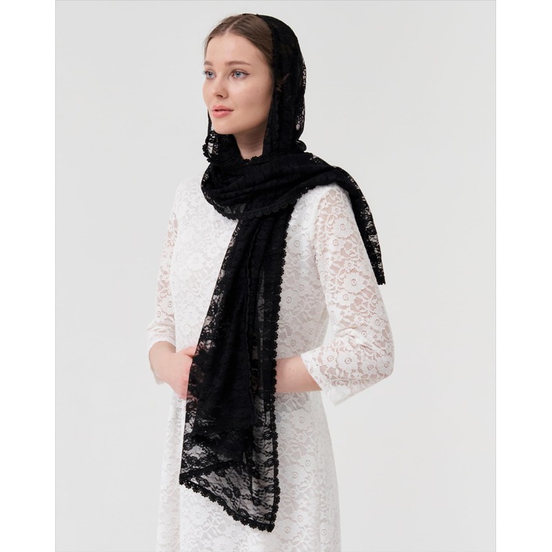 Leimandy Floral Lace Veil Rectangular Chapel Veil Long Veil for