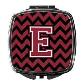 Caroline's Treasures Letter E Chevron Garnet and Black Compact Travel Mirrors, Multicolor