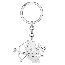 LONYOO Valentinstag niedlich Edelstahl Amor Schlüsselanhänger Herz Pfeil Geschenke für Frauen Mädchen Auto Schlüssel Geldbörse Charms (Versilbert)