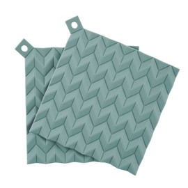 RIG-TIG Topflappen-Set Hold-On - Silikon-Tischuntersetzer/Topfhandschuhe, rutschfest, hitzebeständig- Topfuntersetzer für Topf, Pfanne, Backform - Vielseitiges Küchen-Zubehör - 2er-Pack, Grün