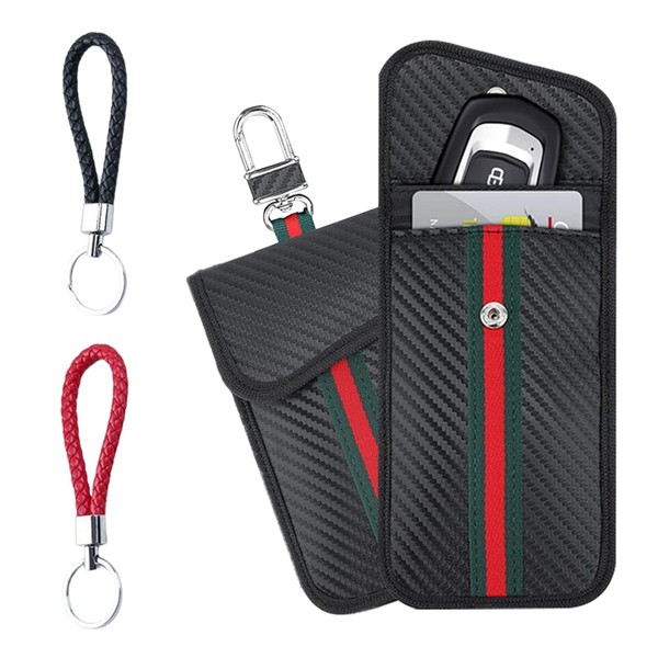 DOOCECIY 2 Pcs Faraday Pouch for Car Keys, Anti-Theft Carbon