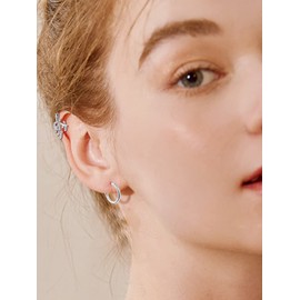 Cartlidge Earrings for Women Silver Wrap Ear Cuff Earrings fake earrings Hoop Huggie Sleeper Earrings Ear Climber Earrings Set for Teen Girls (10 Pcs)