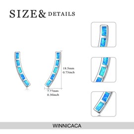 WINNICACA Opal Earrings Sterling Silver Bar Climber Crawler Cuff Earrings for Women Girls Gifts Jewellery, Silver