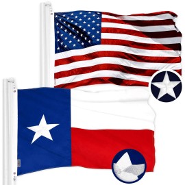 G128 Combo Pack: USA American Flag 3x5 Ft Embroidered Stars & Texas State Flag