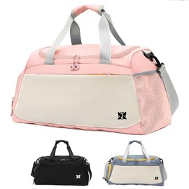 2 en 1 Mochila de Viaje&Mochila Gym,32L Gran Maleta Deportiva con Compartimento para Zapatos,Mochila Niña Impermeable Bolsa de Separación Húmeda Seca,Bolsa de Deporte Correa Hombro Extraíble (Rosa)