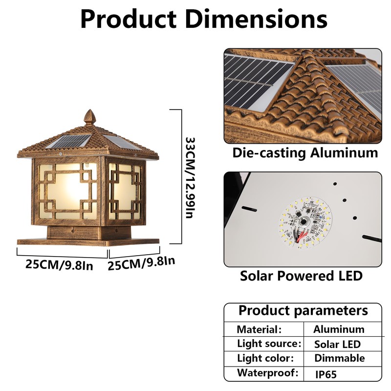 SLAWA Outside Housing Post Lighting Fixtures 9.8In Solar Post Caps
