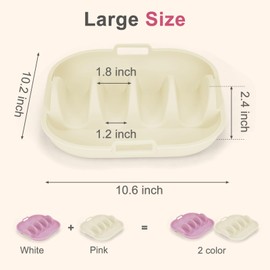 Silicone Taco Holder 2 Pack,Upgrade Reusable Taco Plates with Dividers,Fiesta Tacos Holder Tray.Taco Serving Plates, Dishwasher & Microwave Safe(2, WHITE+PINK)