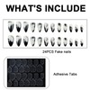 Black Gradient Almond Press-On False Nails with Moon Pattern, 24-Pack