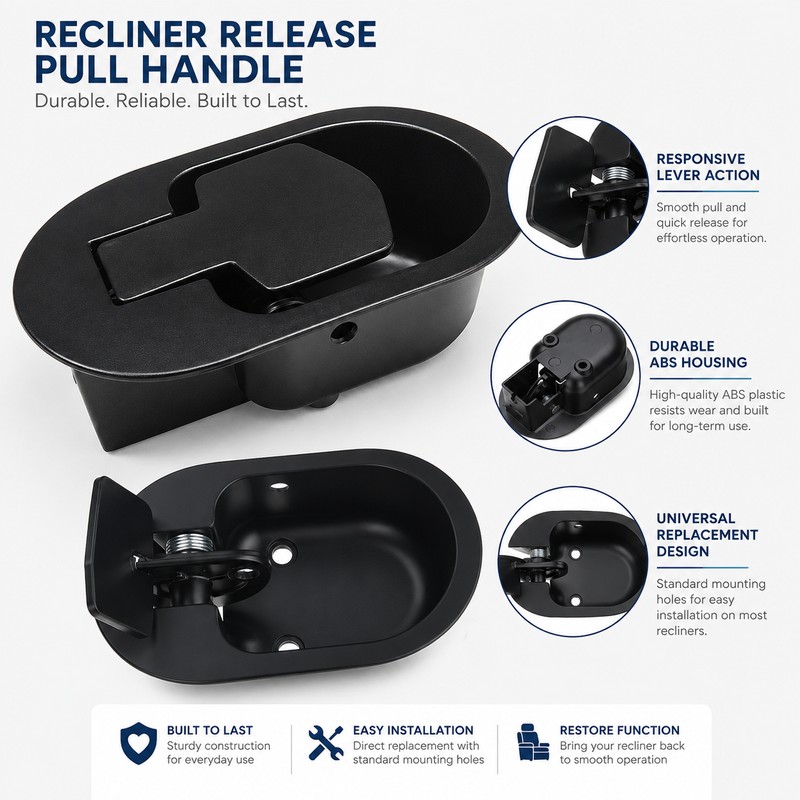Universal Recliner Release Handle with Cable – Replacement Pull Lever