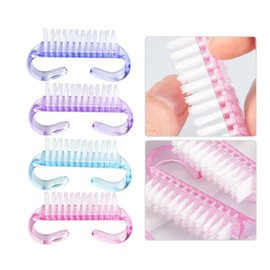 PKOUVOO Pack of 4 Nail Brushes, Fingernail Brushes, Handle Nail Brush, Plastic Cleaning Brush, Cosmetic Cleaning Beauty 2.6 x 0.5 x 1.4 Inches (4 Colours)