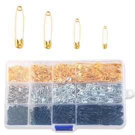 Pack of 600 Safety Pins, 4 Sizes 19 mm - 38 mm Safety Pins, Durable Safety Pins for Clothes, Crafts, Sewing