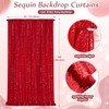 Red Backdrop 4ftx10ft Glitter Fabric Photography Background Curtain for Wedding
