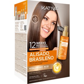 Kativa Brazilian Keratin Straightening Treatment with Hyaluronic Acid and Premium Serum | at Home, Keratin