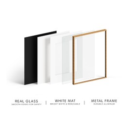 HAUS AND HUES 16x20 Picture Frame with Real Glass & Brass Premium-Grade Metal Matted to 11x14 - Aluminum 16x20 Picture Frame - Includes Hanging Kit - Ideal for Home, Office (16x20 in, Brass)