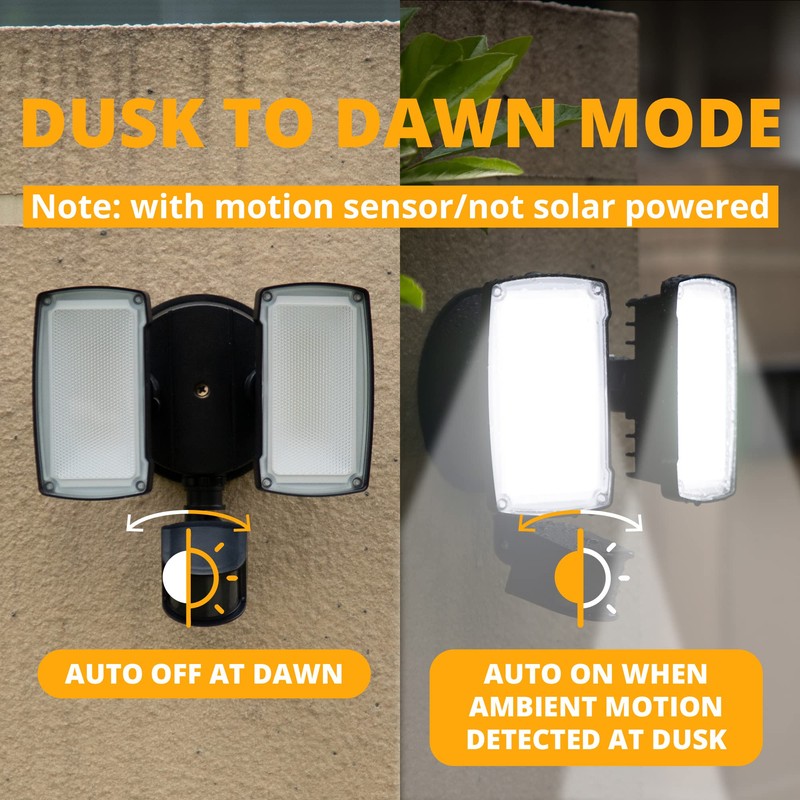 UME 19W LED Flood Light Motion Sensor Outdoor, 2 Adjustable