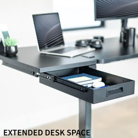 VIVO Premium Clamp-on 24 x 14 inch Desk Extender with Built-in Storage Drawer, Keyboard Tray, Side Table Extension Office Organizer, Black, DESK-EXT24D
