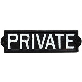 Darthome Ltd Antique Black Cast Iron Wall Mounted Garden Gate Door Sign Plaque Private 22cm