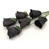 6 Black Half Open Bud Wooden Roses for Crafts Custom