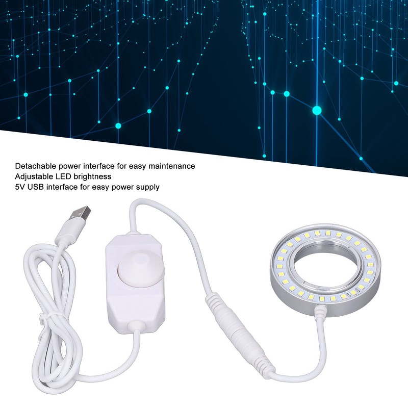 Microscope Lighting Lamp Spiral Buckle Adjustable Brightness LED Ring Light